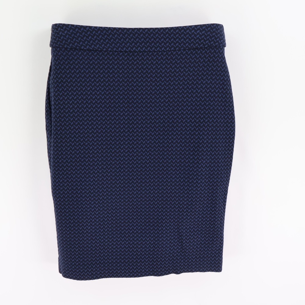 ELLE Pencil Skirt Womens Size S‎ Dark Blue Geometric Rayon Stretch Knee Length